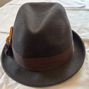 Vintage Women's Scala Brown Felt Fedora Hat One Size with Orange Accents